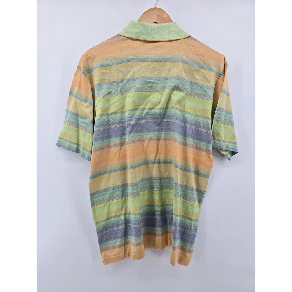 St. Croix Polo Shirt‎ Mens M Multi-color Striped Mercerized Cotton Short Sleeve